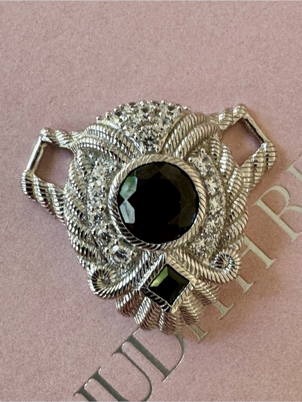 Judith Ripka Silver-Tone Necklace Pendant with Black Crystals